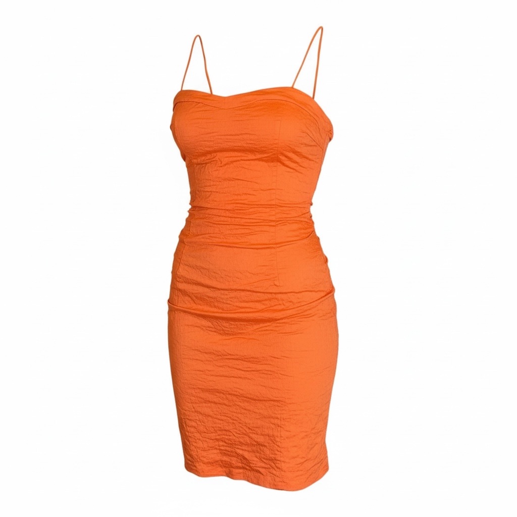 Nicole Miller Bodycon Slimming Crepe Strap Zip Mini Dress, Orange, 6